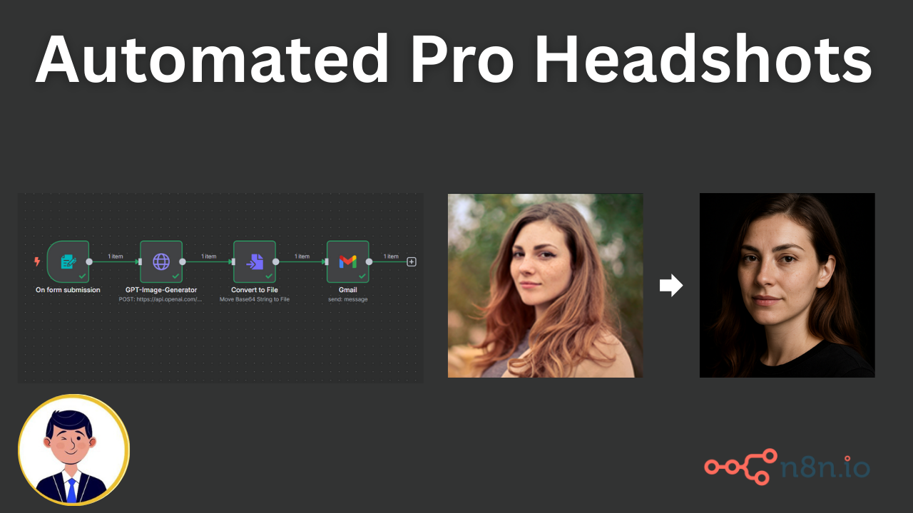 n8n template: AI Headshot Maker: Studio-Grade Photos in 30s